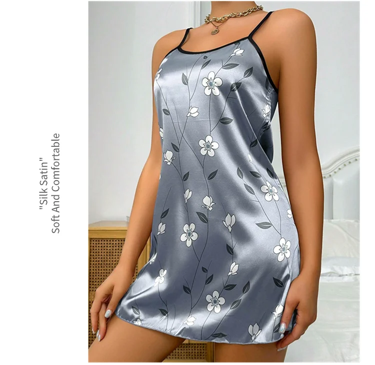 Women's Satin Floral Print Nightdress