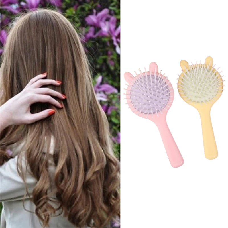 Cartoon Air Cushion Comb Handle Mirror Comb Portable Handle Mirror Travel 2-in-1 Hair Brush For Girl Gift Makeup Tool