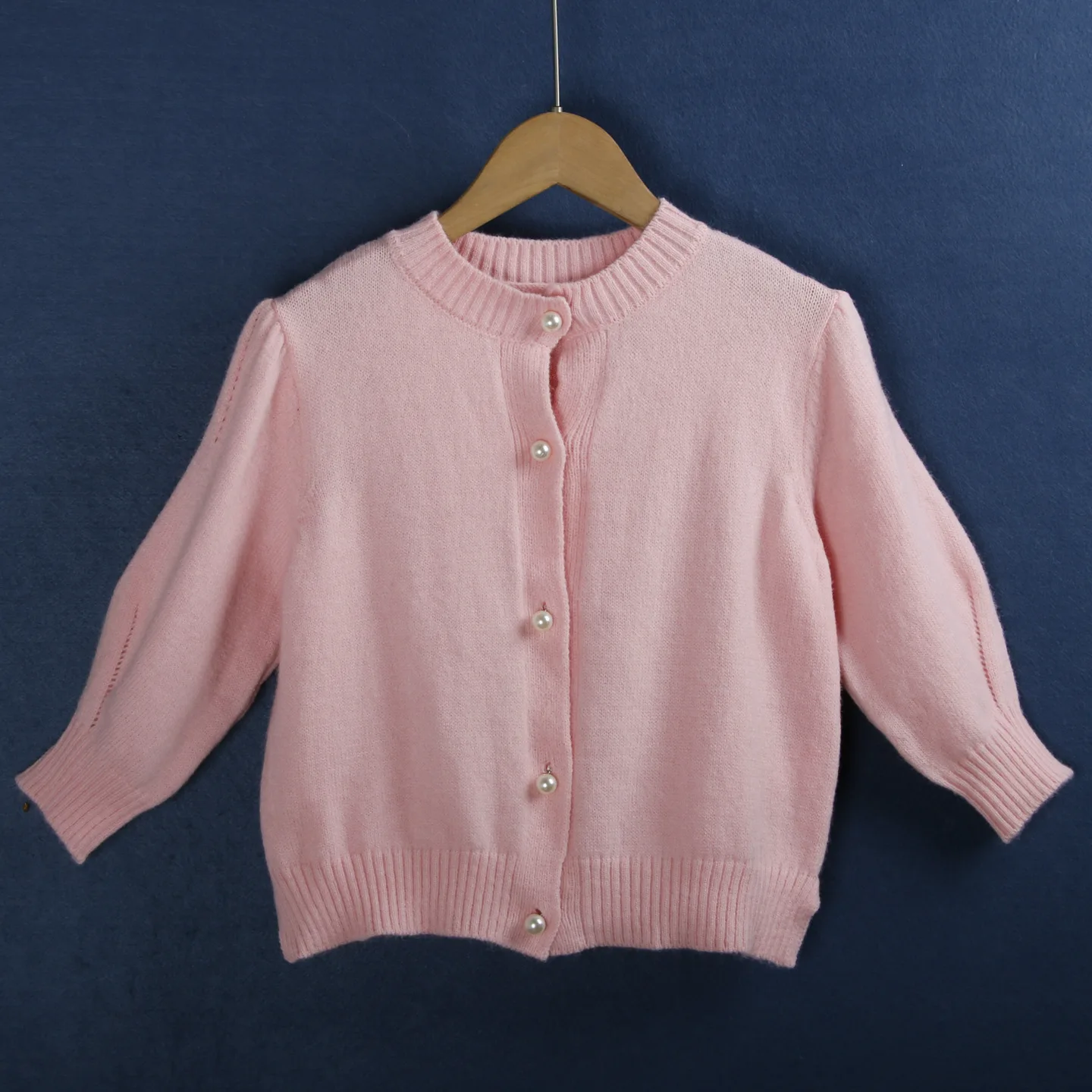 

ort Pearl round Ne Sweater Women's Pure Color Knitted Cardigan Slimming Autumn Faion 605 Open Front Warm Top