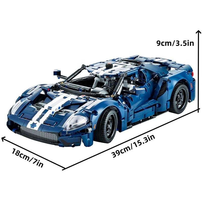 2024 New Technical Muscle Racing Car Building Block Forded GT Sports Vehicle Model MOC  Assemble Toys Bricks For Kids Gifts