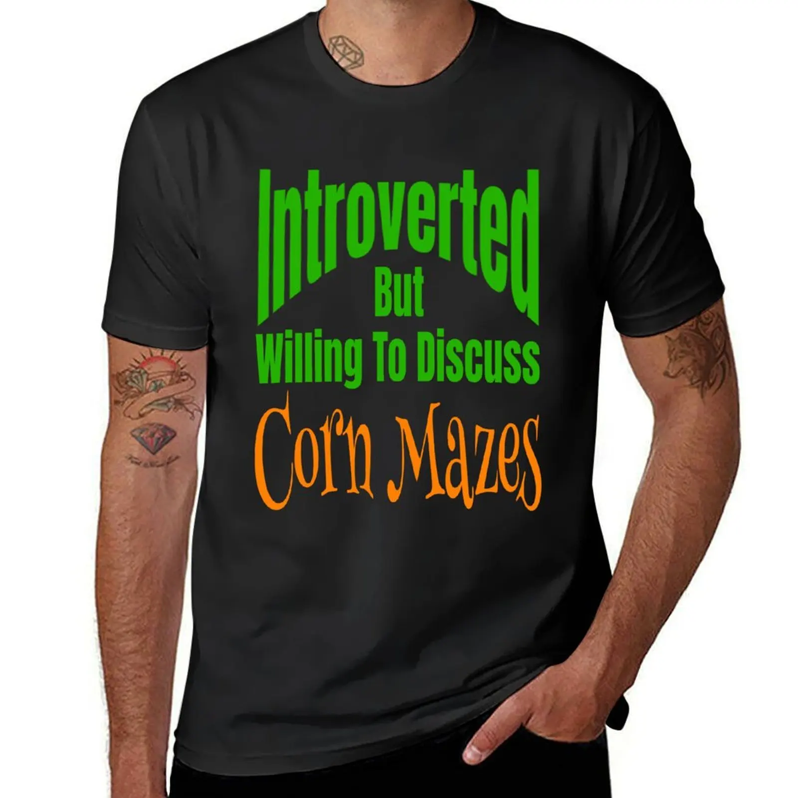 Introverted But Willing To Discuss Corn Mazes Fall Autumn Corn Maze Funny Humor T-Shirt anime clothes Men's clothing