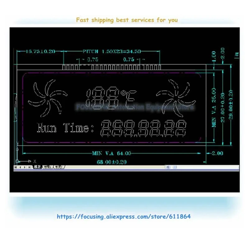 LCD Temperature Control Screen Industrial Computer Chassis Temperature Display Screen Intelligent AI Energy-saving Fan