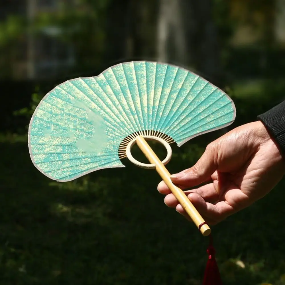 DIY Double-sided Ginkgo Round Fan Exquisite Vintage Hand Circular Fan Portable Chinese Round Fan Calligraphy Painting