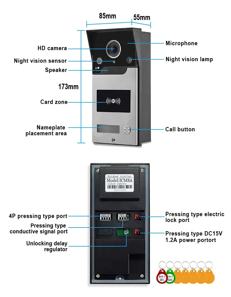 1080P 10 Inch Color Touch Screen Wireless Wifi Video Doorbell Smart TUYA Home Intercom Kit for RFID Access Control System