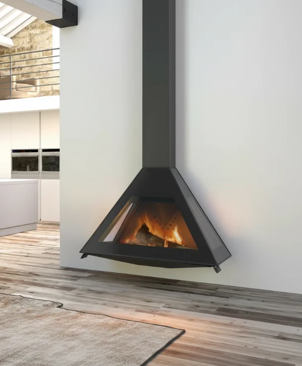 Contemporary Carbon Steel Wall Mounted Hanging Fireplaces With Heating For Use In Villas High Temperature Resistant Heating