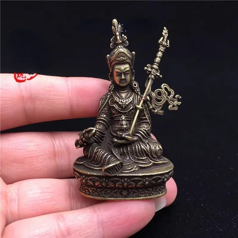 Antique Collection Brass Tibetan Buddha Statues Padmasambhava Master Pure Cooper Small Statue