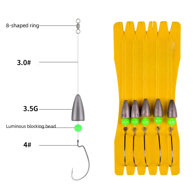 

5PCS Texas Rig With Rolling Barrel Swivel Hook Leader Bullet Sinker Fishing Line Sinker 3.5g For Bass Fishing Wacky Dropship