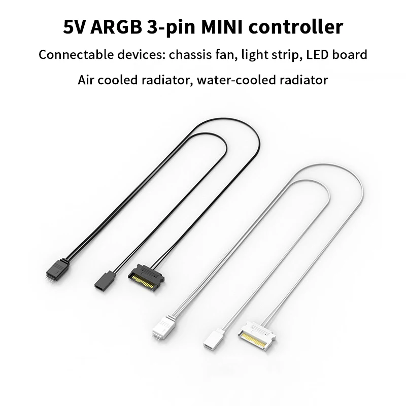 

ARGB Controller 5V 3PIN SATA Interface Extension Cable Light Controller Adapter For PC Fan CPU Cooler Fan Light Strip Radiator