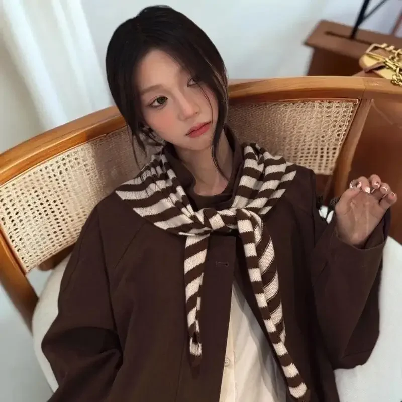 Syal Segitiga Penahan Panas Musim Dingin; Penghangat Leher Rajut; Multifungsi Tahan Angin