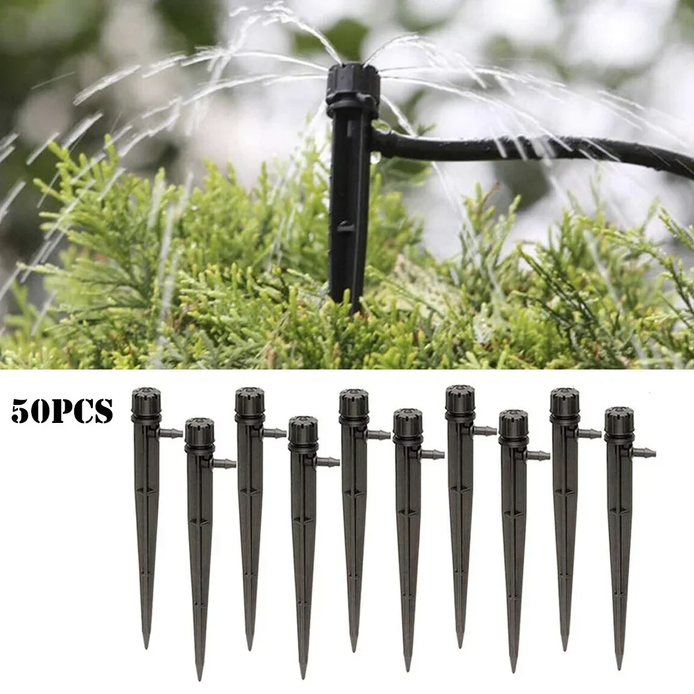 

50pcs Drip Irrigation Support Stakes Adjustable Water Flow Irrigation Drippers Stake Emitter Drip System 360° Sprinkler Bracket