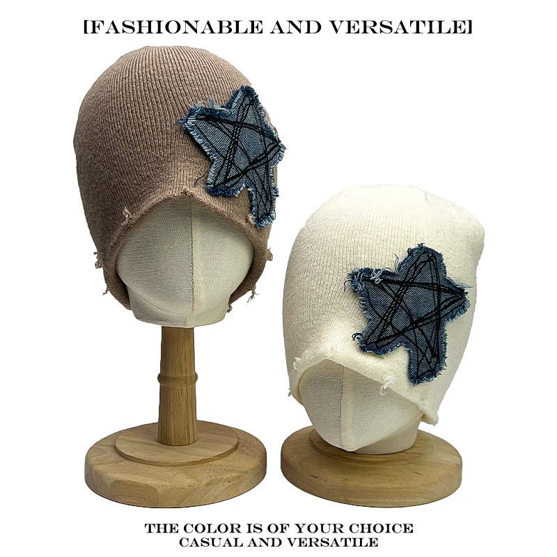 شخصية دافئة ريترو موضة بيني الشارع تنوعا ins عادية جديدة الرجال النساء الكورية بسيطة التصحيح الخماسية نجمة قبعات منسوجة #3