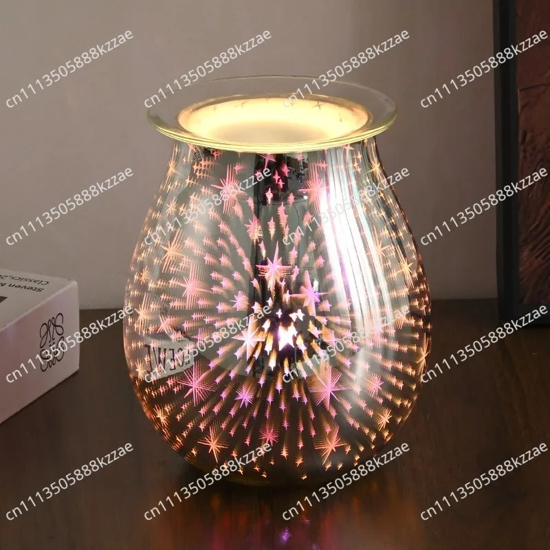 3D Glass Electric Aromatherapy Lamp Three-dimensional Electroplated Borosilicate Glass Cover Magic Lamp Aromatherapy Candle