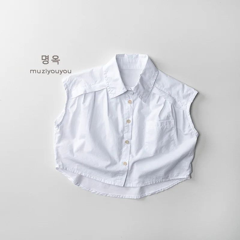 

2025 Summer New Children Sleeveless Shirts Cotton Fashion Boys Lapel Shirts Girls Loose Tops Baby Casual Cardigan Kids Clothes