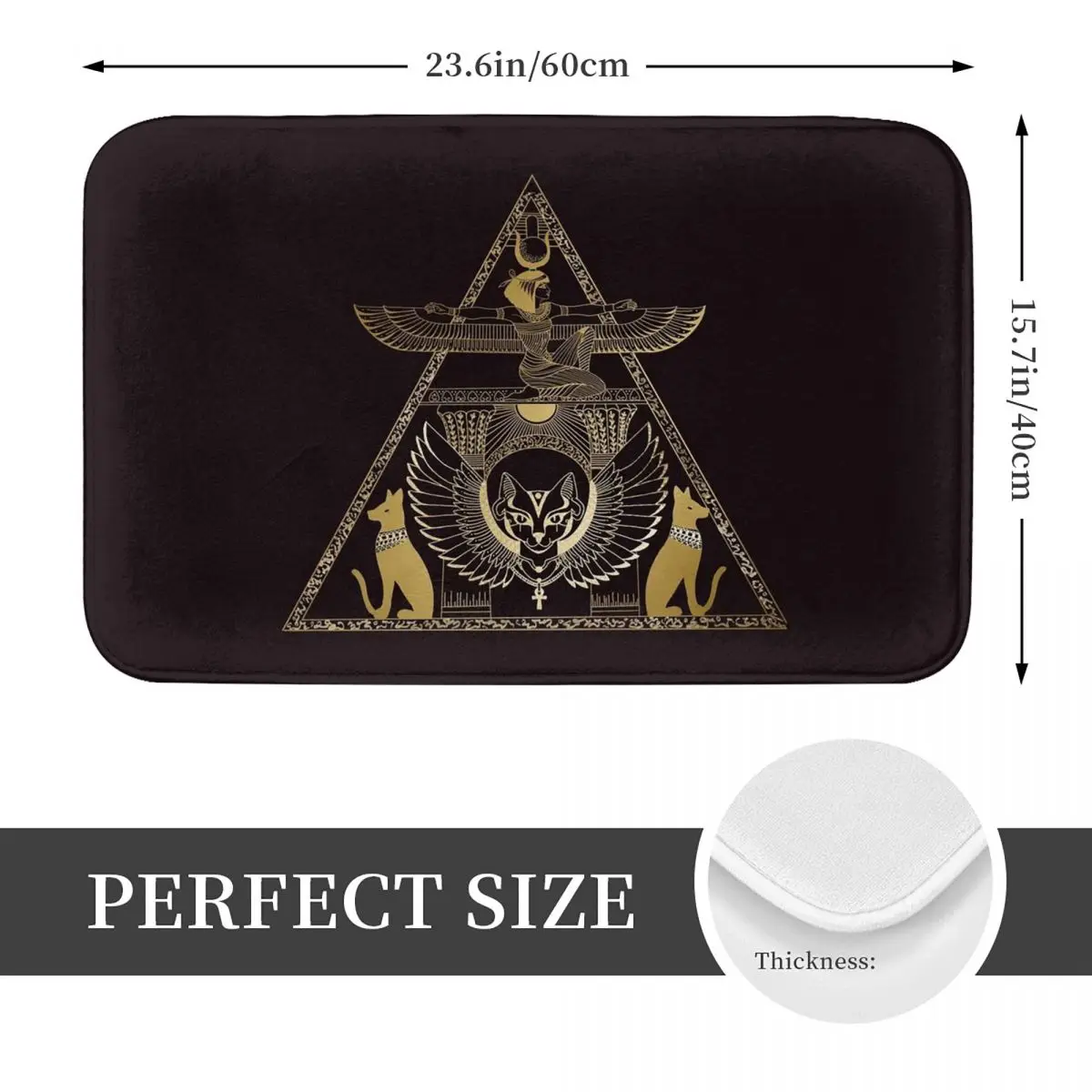 Bastet Egyptian Cat Goddess Ancient Anti-slip Doormat Floor Mat Cushion Carpet Rug for Kitchen Entrance Home Balcony Footpad Mat