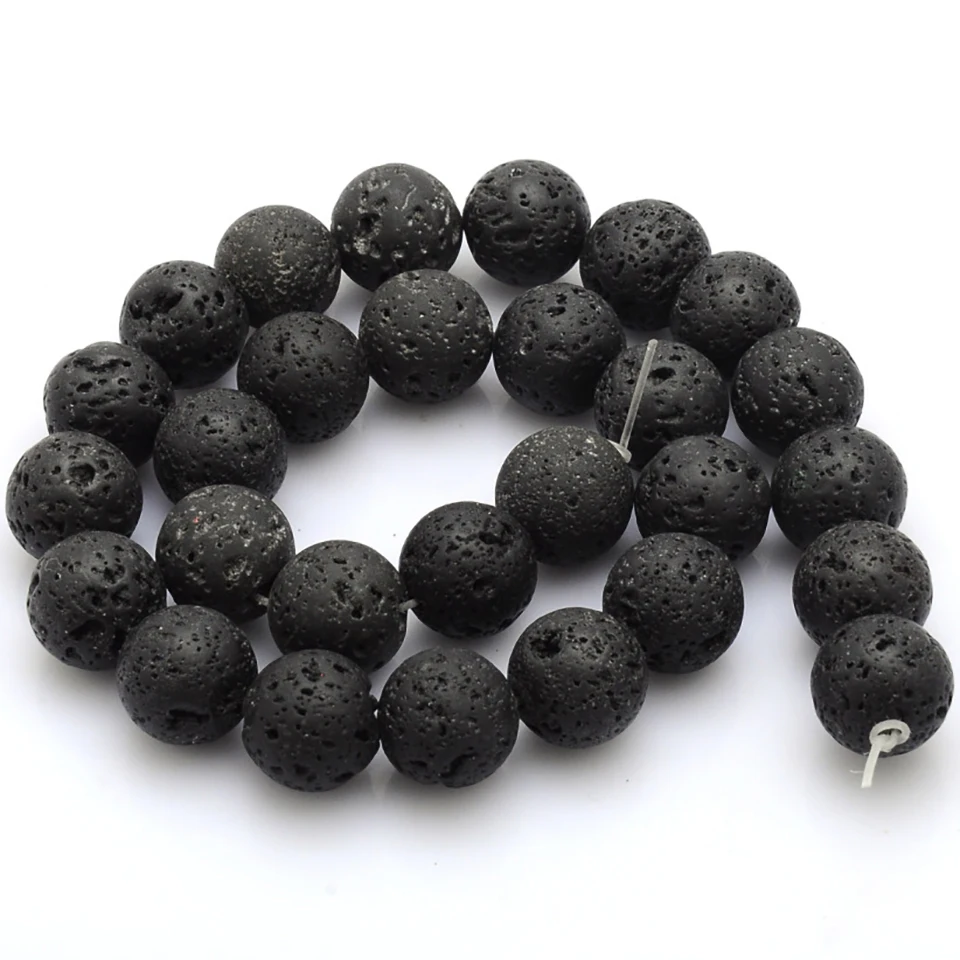 Wholesale 4-10mm Natural Black Volcanic Lava Stone Round Beads For Jewelry Making diy Bracelet Accessories Natural Stone Beads