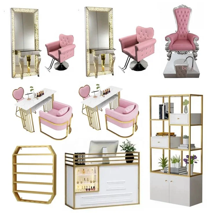 New modern luxury salon furniture sets elegant pink barber chair for sale france