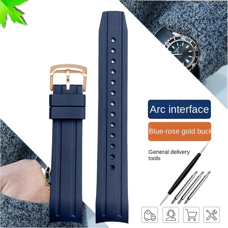 Arc Mouth Silicone Watch Strap for Citizen Eco-Drive Men Bn0193 Bn0190 Series Waterproof Sweat-Proof Rubber Watchband 22mm