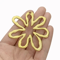 3 x Antique Gold Color Large Hollow Open Flower Charms Pendants For DIY Necklace Jewelry Making Findings Accessories 65x61mm