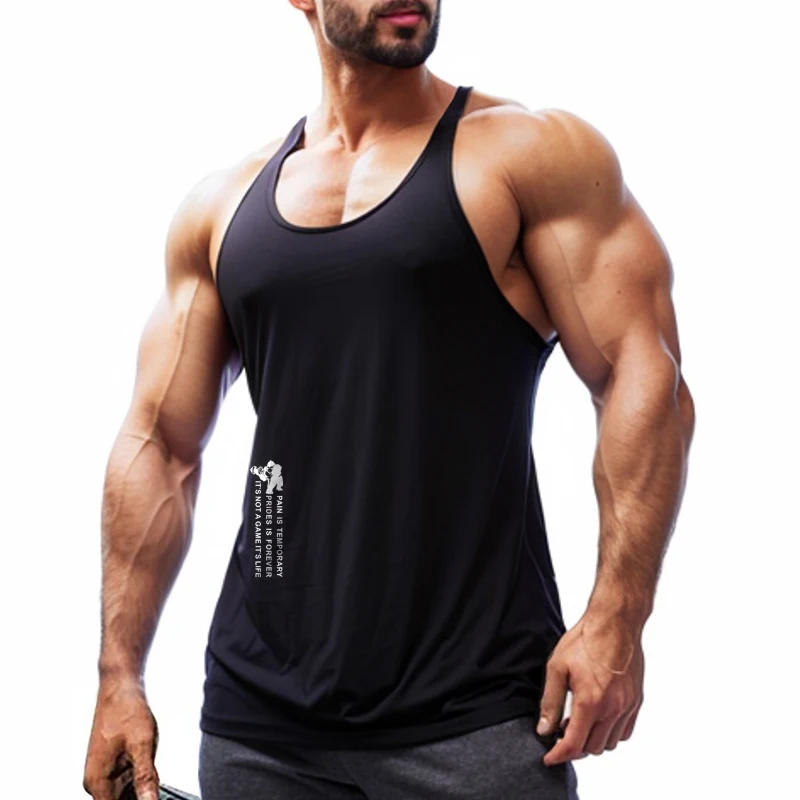 2024 Summer European American Men\'s Y Back Gym Stringer Tank Top Cotton Clothing Bodybuilding Sleeveless Shirt Fitness Running