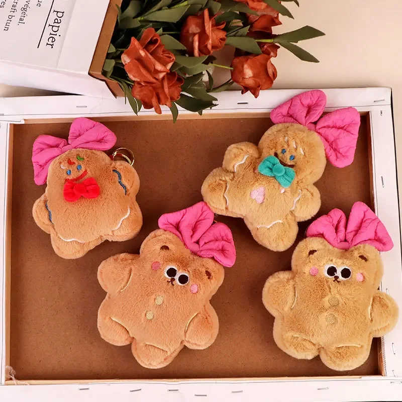 New Style Stuffed Animals Plush Bow Shaped Gingerbread Plush Pendant Exquisite Kawaii Beautiful Christmas Gift for Friend