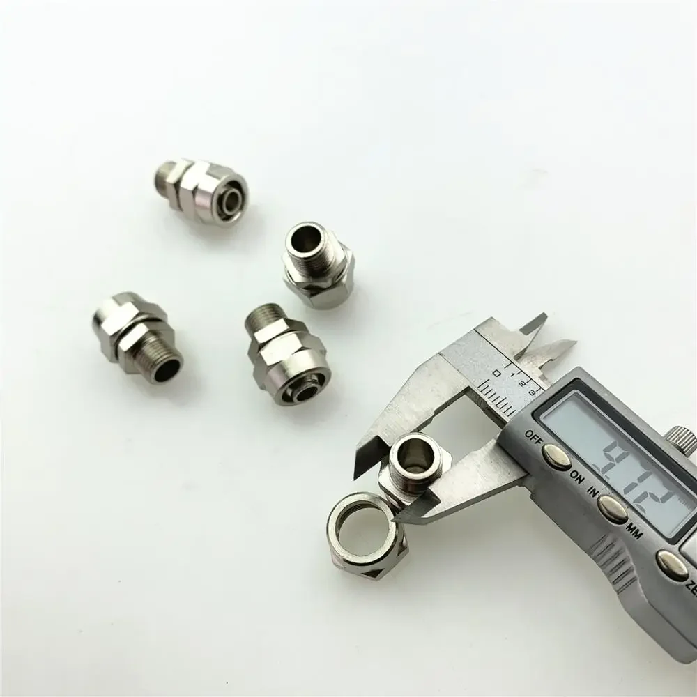 Quick-screw connector Copper-nickel-plated lock nut PC pneumatic straight air pipe quick connector