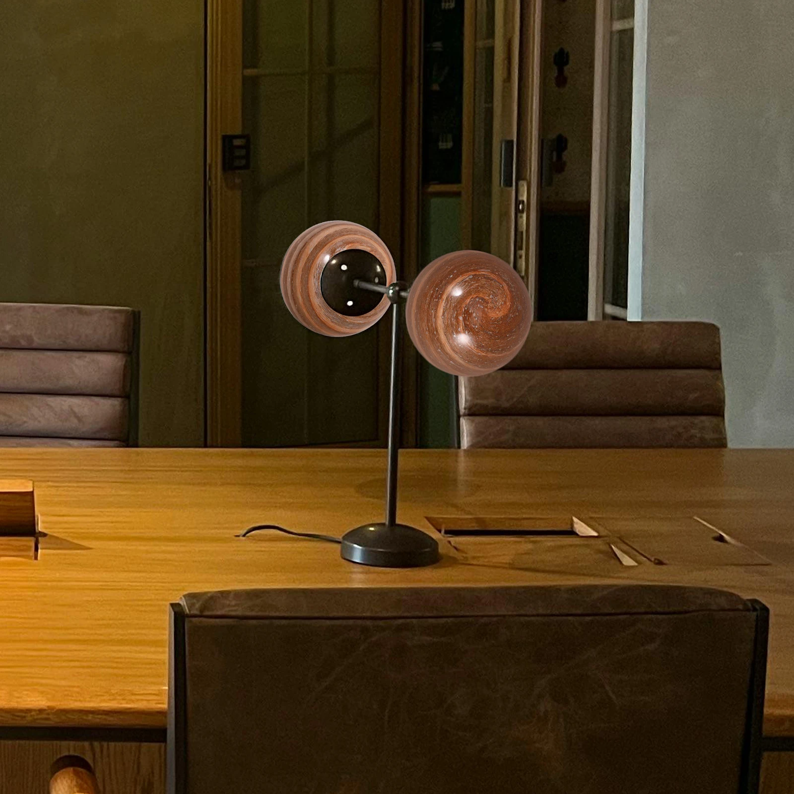 Abat-jour en verre à bulles jaune et noir, lampe de Table pour chambre à coucher, Globe artistique à lueur douce, luminaire de remplacement