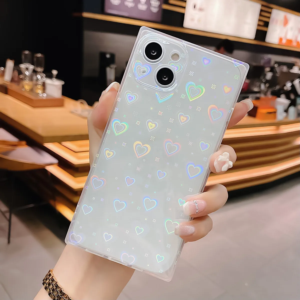 Heart Shaped Phone Case For Women Glitter Cover Compatible With Iphone 13 Shockproof Tpu Mobile Phone Protector view 3