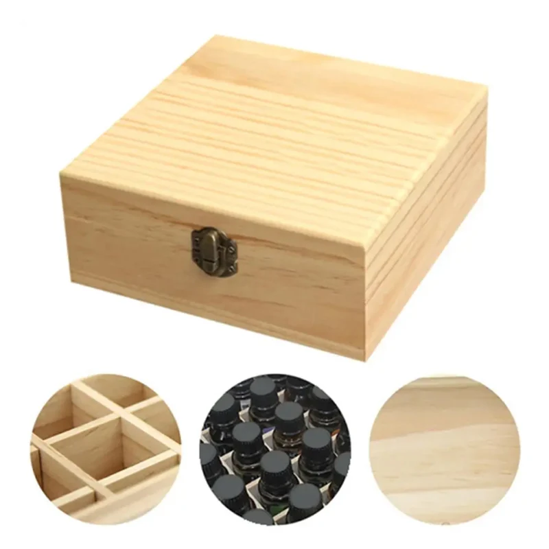 Essential Oil Wooden Storage Box 12/25 Slots Carry Organizer Essential Oil Bottles Aromatherapy Container Storage Box Case