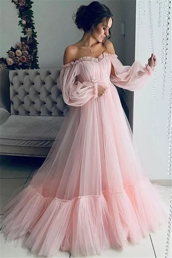 Women Dress Off Shoulder Wedding Sexy Backless High Waist Evening Long Dresses Full Sleeve A Line Gown Vestidos Elegant 2024