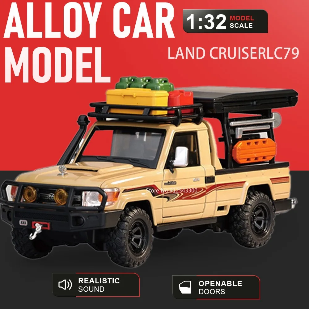 

1:32 Scale Land Cruiser LC79 Prado Car Model Toy Doors Opened Sound Light Models Pull Back Alloy Diecast Vehicle for Enthusiasts