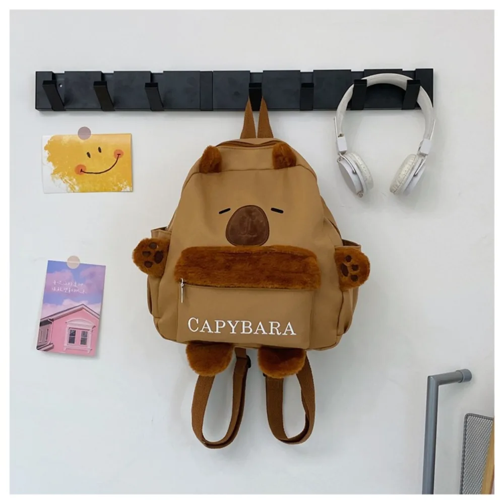 

Мультяшная сумка через плечо, модная школьная сумка для студентов, повседневный плюшевый рюкзак капибара, Сумка с милыми животными для пары