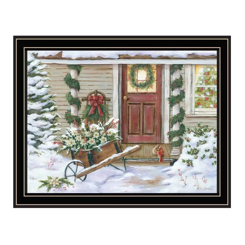 

Trendy Decor 4U Holiday Porch Black Framed Wall Art for Living Room, Farmhouse Wall Art Print for Home Decor, Bedroom Wall Art b