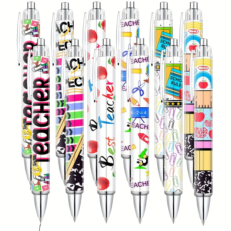 

6/12 Pcs Teacher Ballpoint Pens Bulk Black Ink Pens for Women Teachers Office Work Supplies Gifts for School Teachers Colleagues
