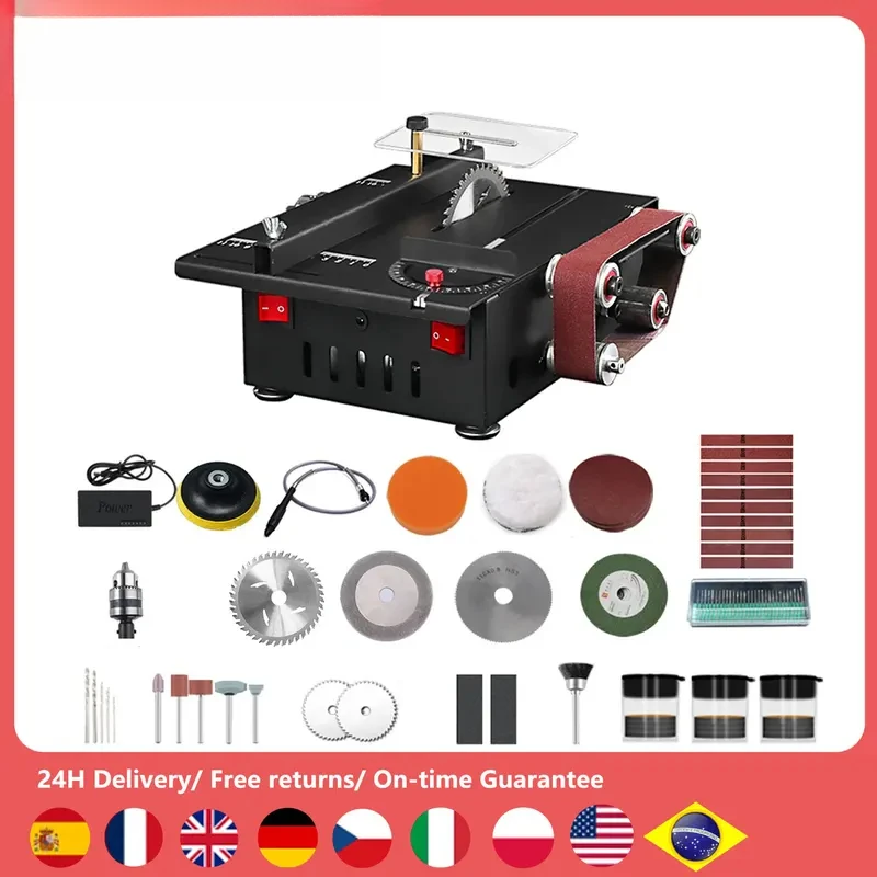 150W 2 In 1 Table Saw Belt Sander Kit Variable Speed Bench Circular Saw 30mm Depth DIY Benchtop Grinding Sanding Cutting Machine