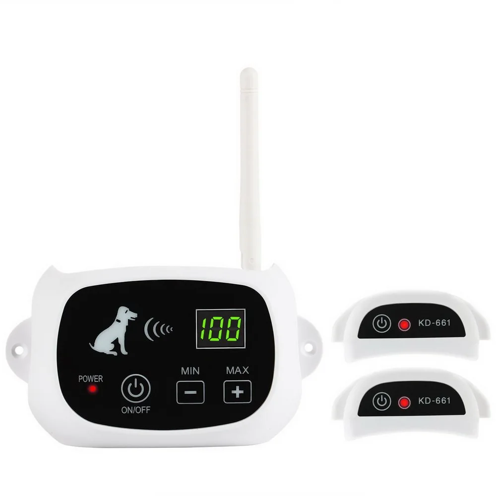 Wireless Dog Fence Shock Collar System with Waterproof Transmitter, 2 Rechargeable Collars, Electric Training Pet Containment