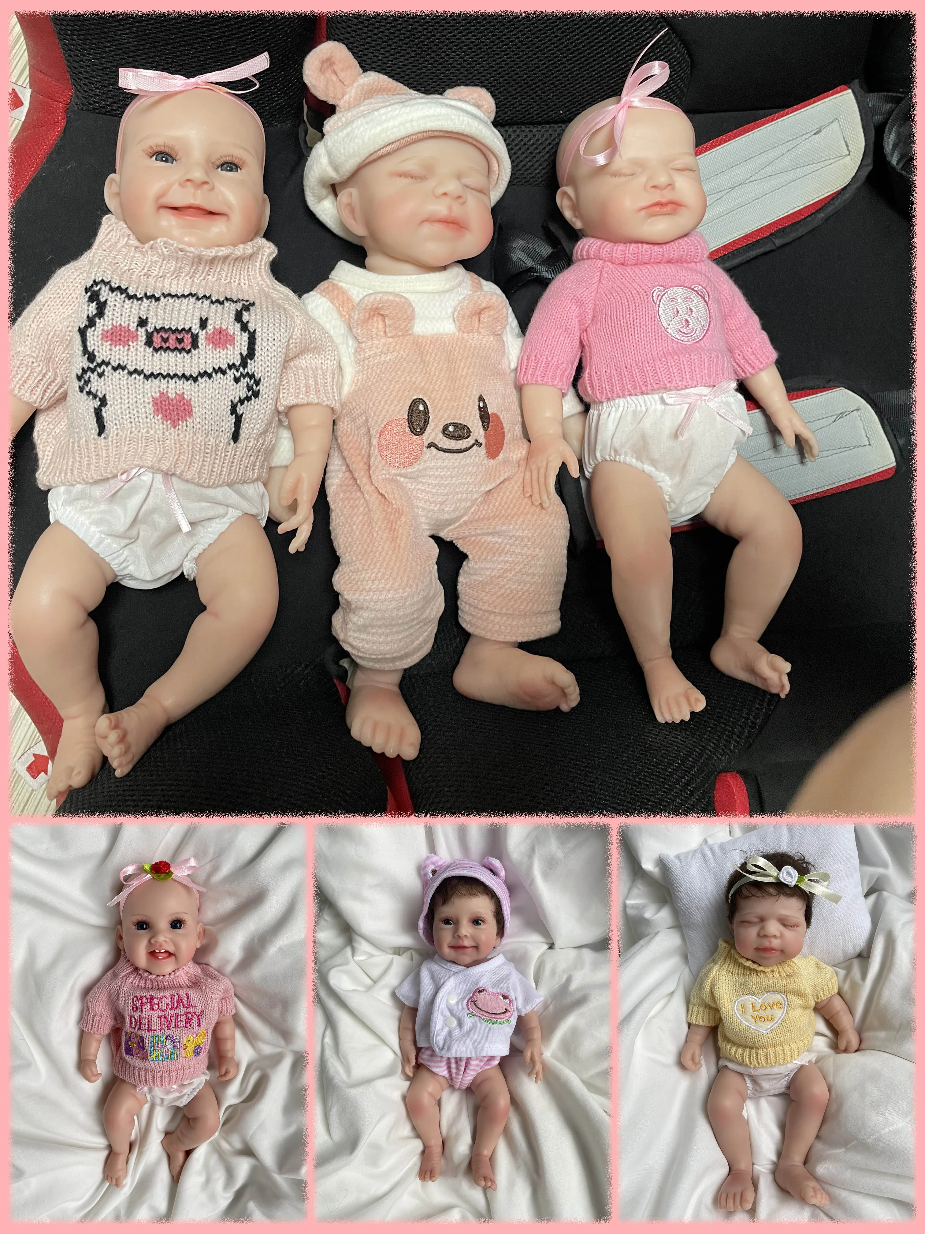 13Inches 8 Different Solid Silicone Super Elastic Realistic Reborn Baby Handmade 3D Painted Skin with Visible Veins Art Dolls