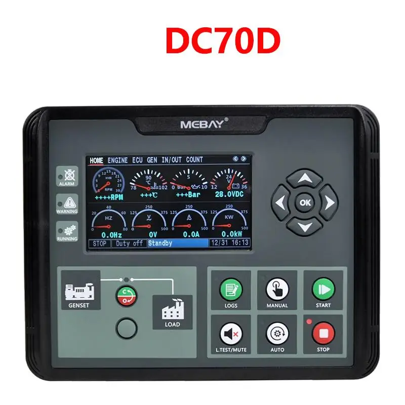 Mebay DC70DR MK2 Genset Controller 4.3'' LCD Self-Start CAN/J1939 for Diesel Engines