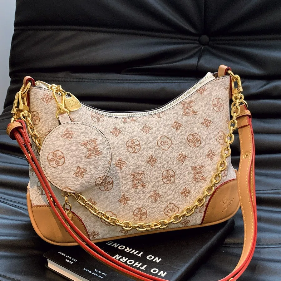 

2025 Vintage Print Underarm Bag for Women Adjustable Chain Strap Crossbody Purse Designer-Inspired Shoulder Bag