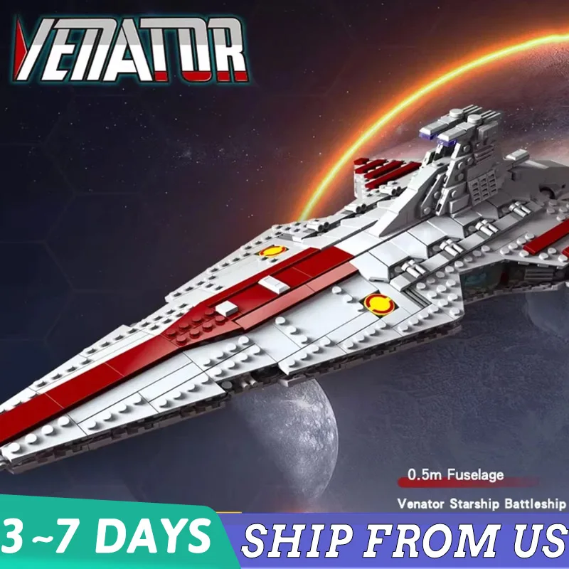 Movie Gammes Space Wars Venator Building Blocks Set, Sci‑fi Galaxy Star Battle Spaceship Model Bricks, 960Pcs MOC DIY Bricks Assemble Collectible Construction Toy for Adult Hobby Birthday Display Gift