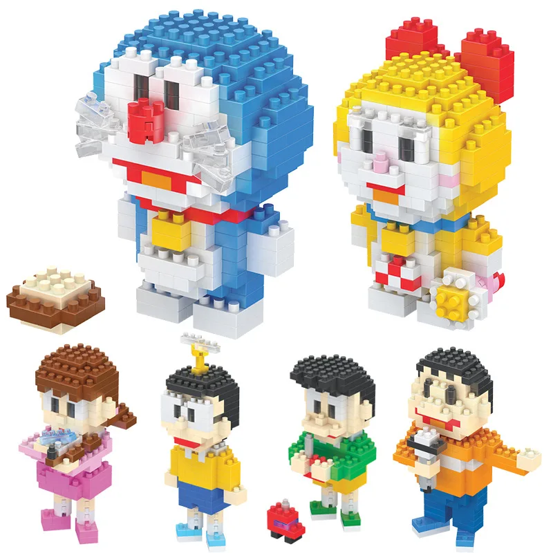 

Anime Doraemon Nobita Cartoon Micro Particle Building Blocks Children Assembly Toy Figure Boy Girl Kid Surprised Gift Cute Toys