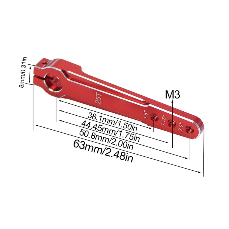 Aluminium 1.5 ''1.75'' 2.0 Inch 25T Uitgebreide Stuurservo Arm Hoorn M3 3 Gat Voor RC auto SCX10 RC Speelgoed Onderdelen