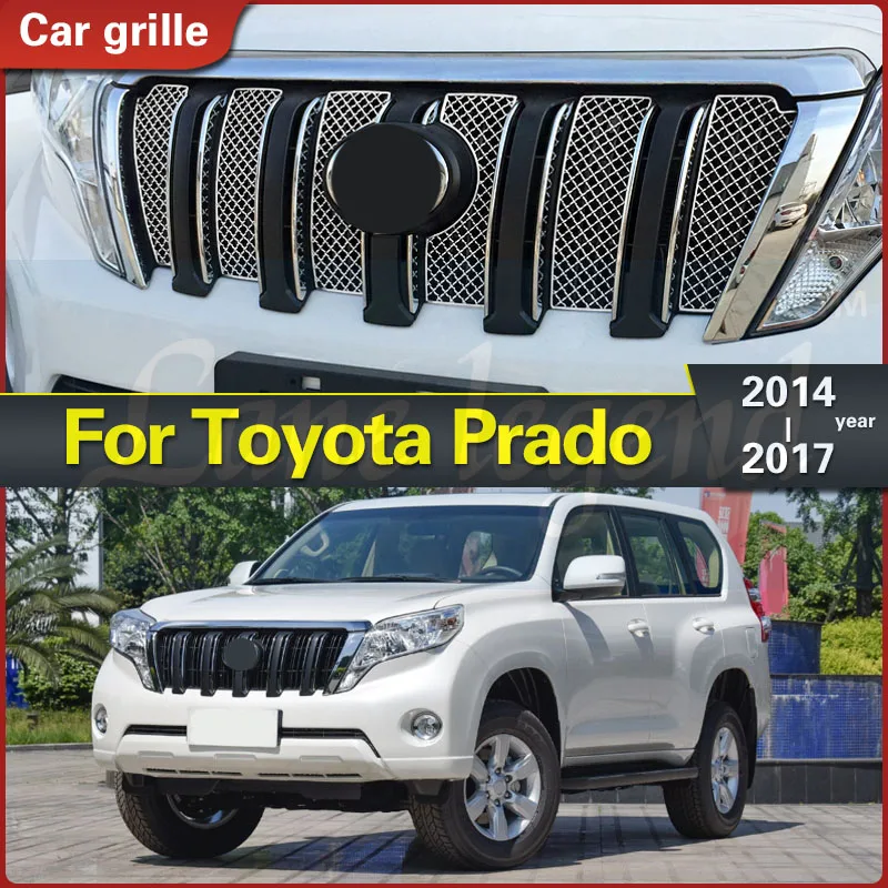 Super Quality Stainless Steel 6pcs/set Car Racing Grills for Toyota Land Cruiser Prado 2014-2017 Front Grill Cover Trim Grills