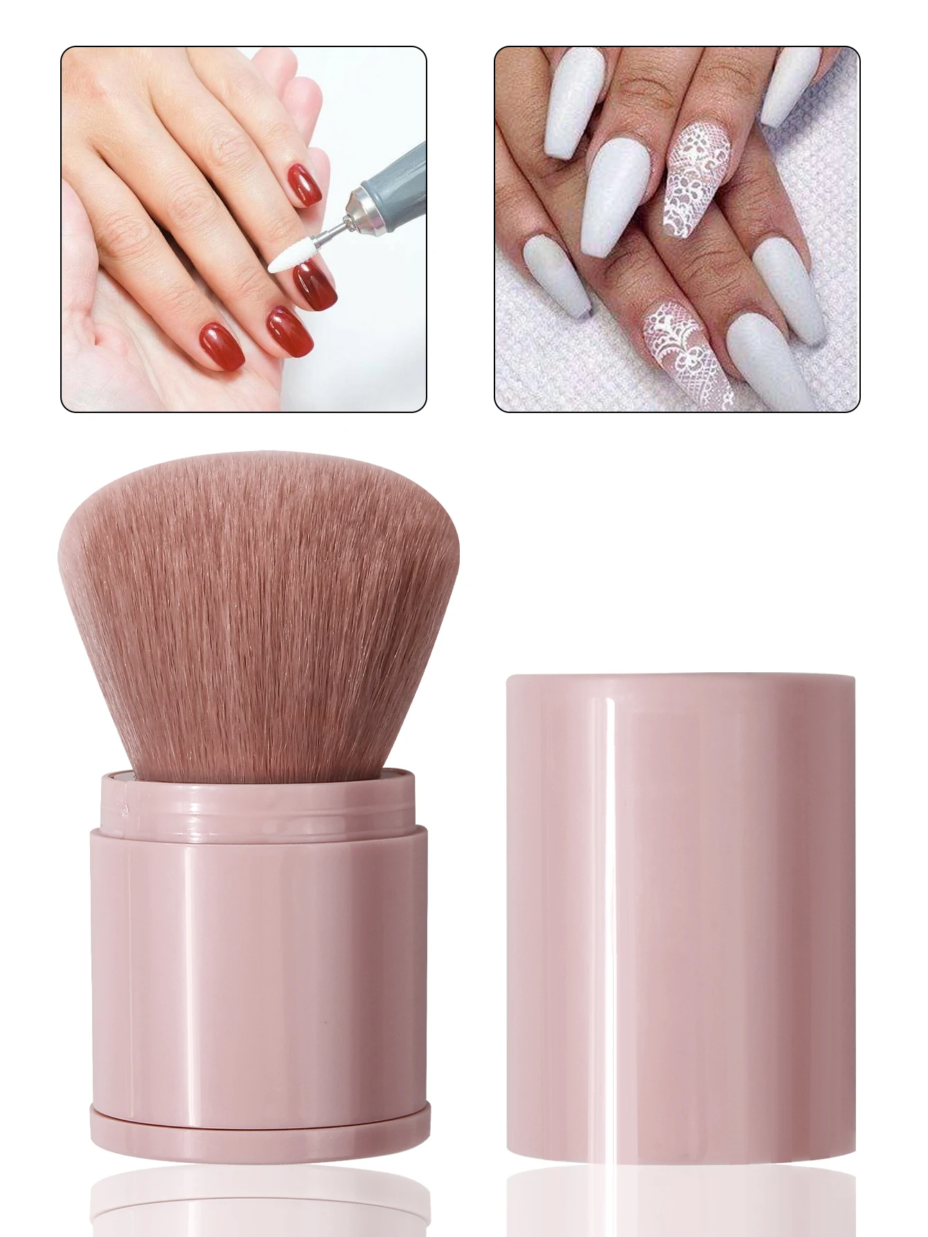 1 個シンプルでポータブルなネイルダストブラシ、ネイルダスト前処理、細くて柔らかい毛のダストスイープブラシ、ネイルクリーニングブラシ