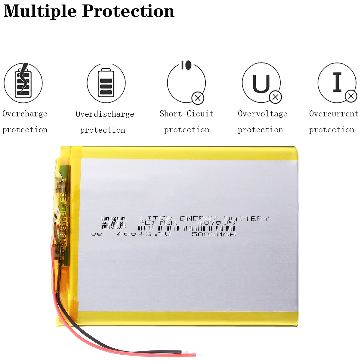 Batteria della compressa del polimero del litio di 3.7V 5000mAh 407095 con il bordo di protezione per la batteria agli ioni di litio del PC della