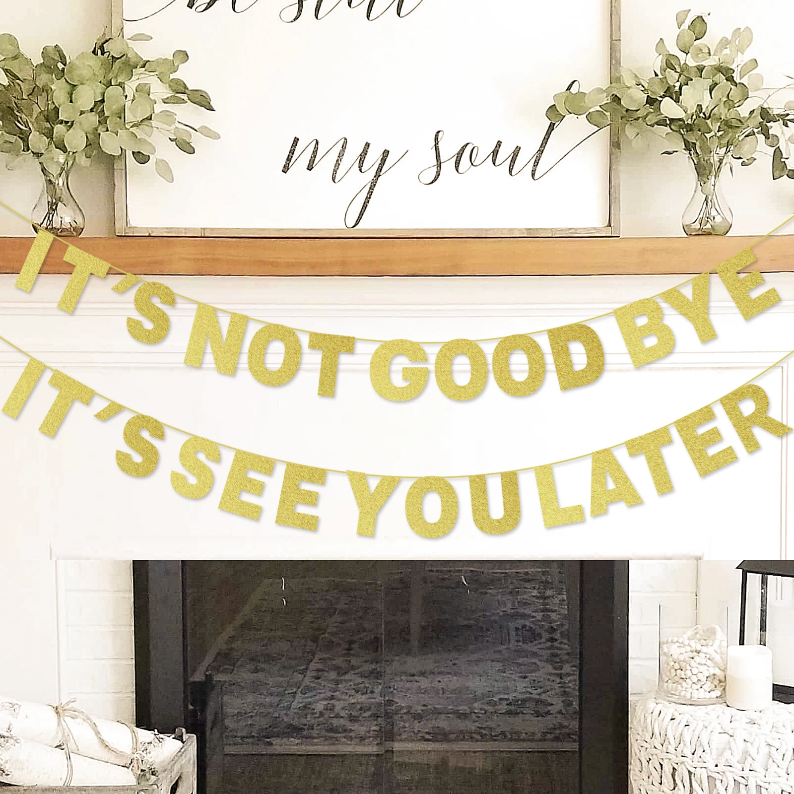 „It's Not Goodbye It's See You Later“ Ruhestandsbanner, Goldglitzer-Party-Dekoration, Goodbye Party-Fotokabine