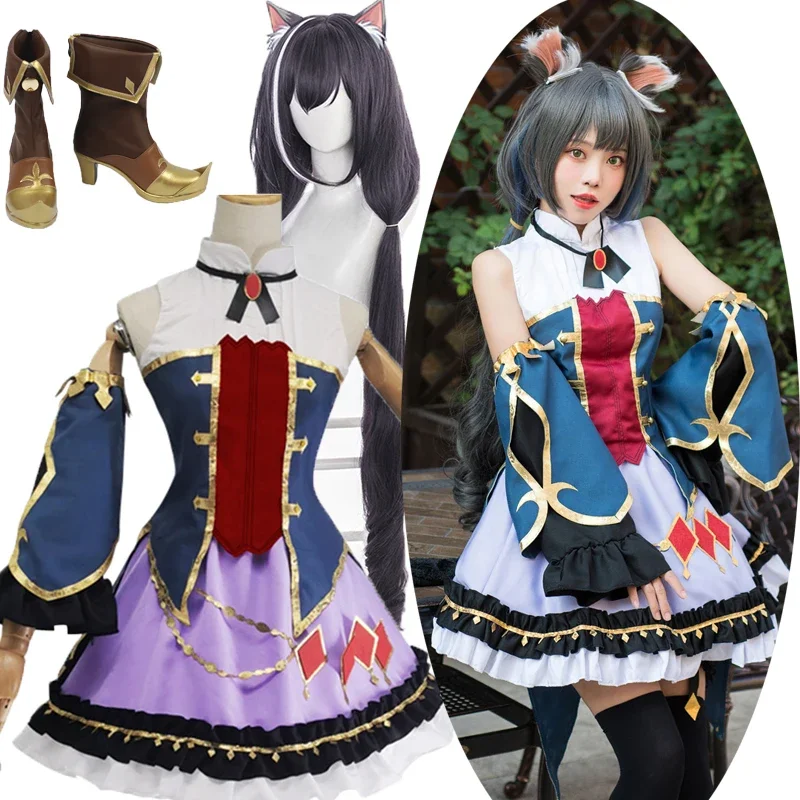 Re:Dive Momochi Kiruya Kyaru Cosplay Costume Princess Connect! Halloween Christmas women men party costume Wigs and shoes dress