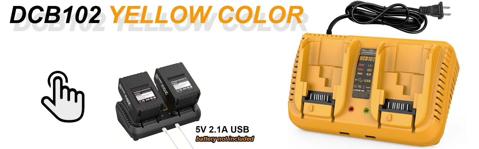 DCB104 For Dewalt 12V 20V Battery Charger 3A Dual 4 Port Charger For Dewalt 20V Lithium Battery DCB120 DCB112 DCB206 DCB208