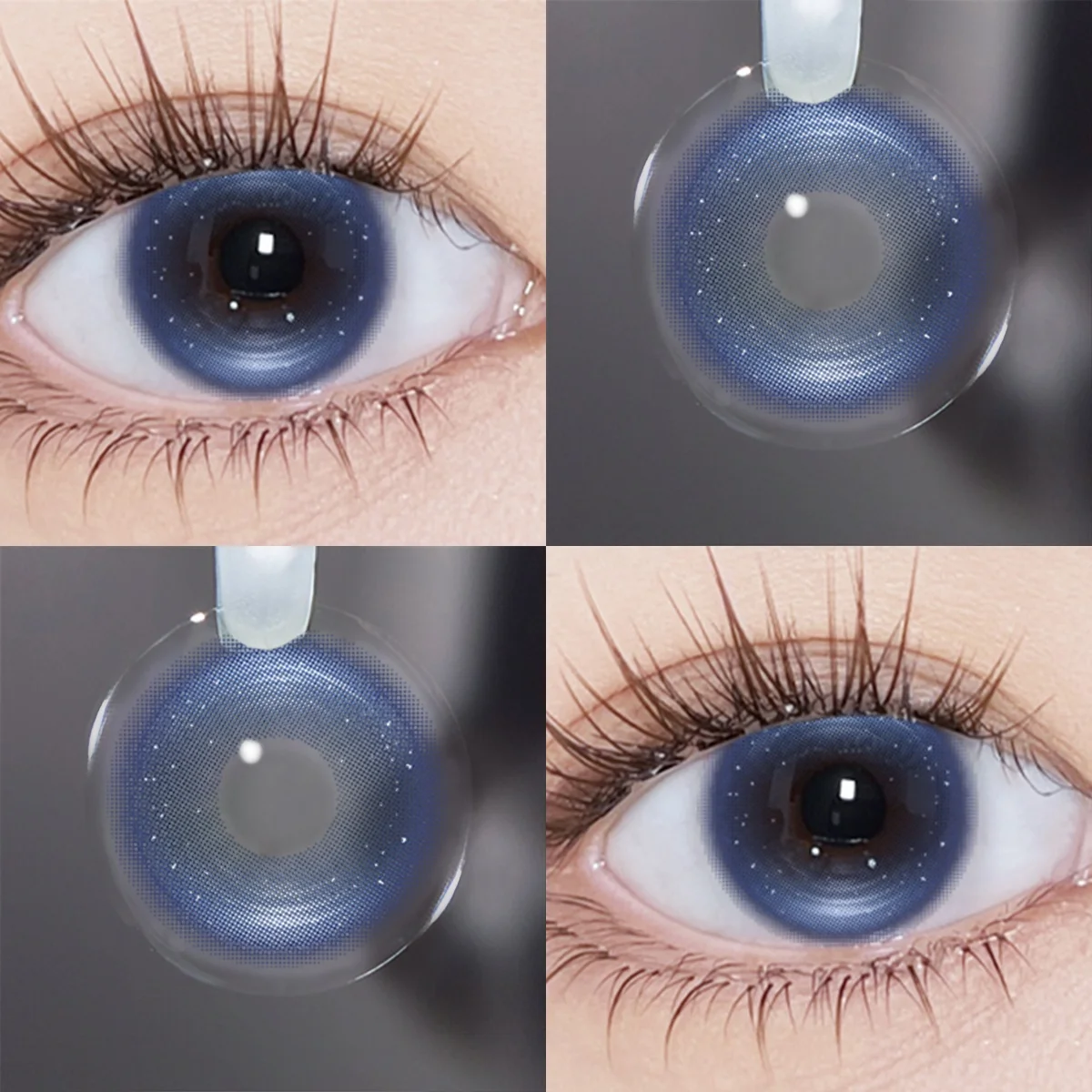 VISUASHOW Lentilles de contact colorées bleues de 14,50 mm effet yeux grands pour maquillage quotidien, cosmétiques et sorties décontractées