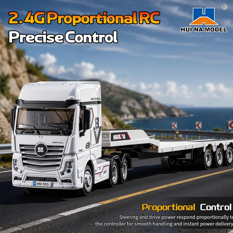 1:64 Huina 9900 Rc Truck Flatbed Tractor Truck 12-Channel Rc Car Mini with Light 2.4G Proportional Precise Control Toy Gifts New