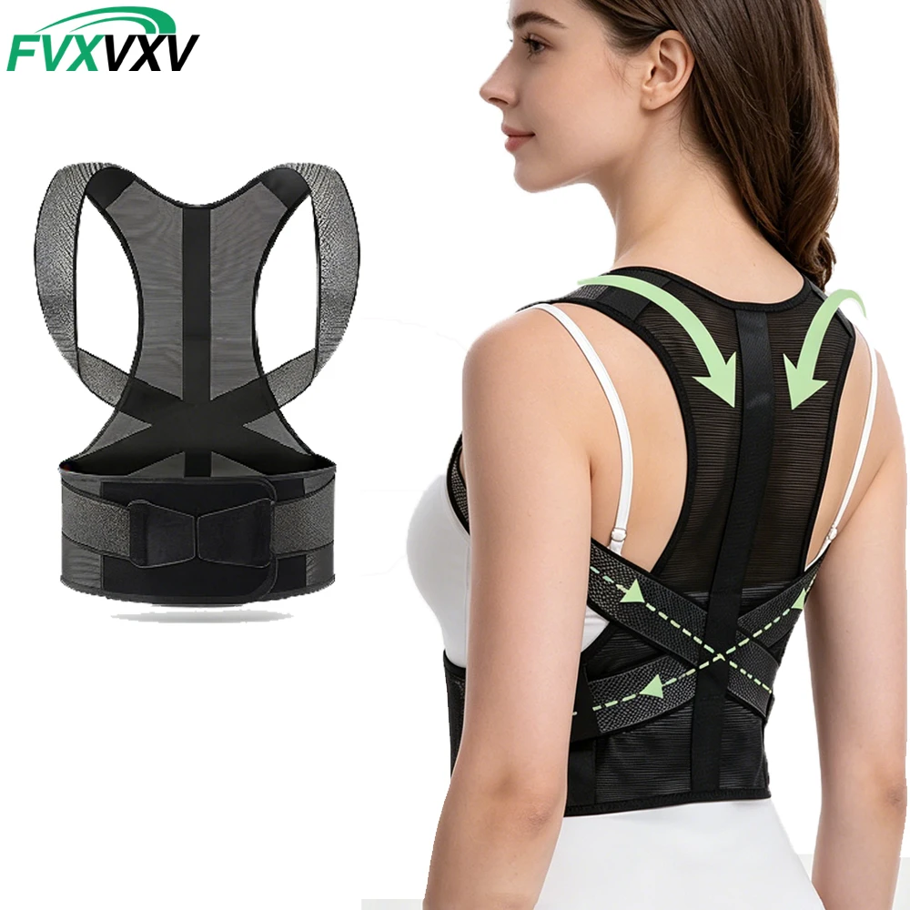 1PCS Adjustable Posture Corrector for Women Men, Back Brace for Upper Back Neck Pain, Invisible Under Clothes Office Sitting